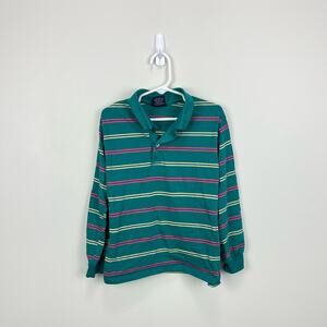 Vintage Gant Striped Long Sleeve Polo Shirt S